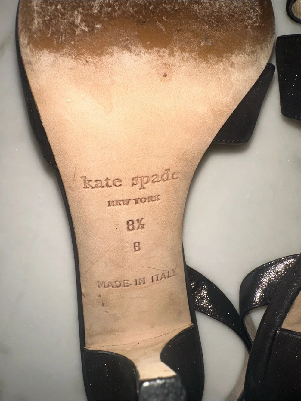 kate spade Charcoal Metallic Bow Slingback Sandals